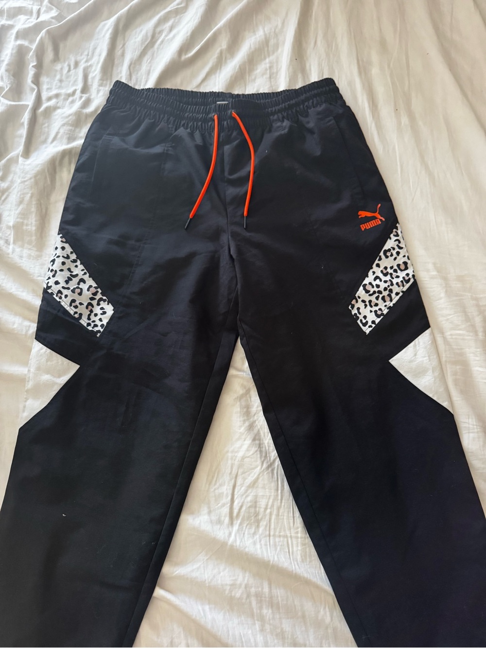 Puma Black Joggers with Bright Orange Drawstring